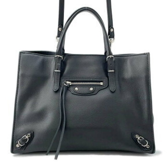 Balenciaga Leather Shoulder Bag Black s - Picture 1 of 8